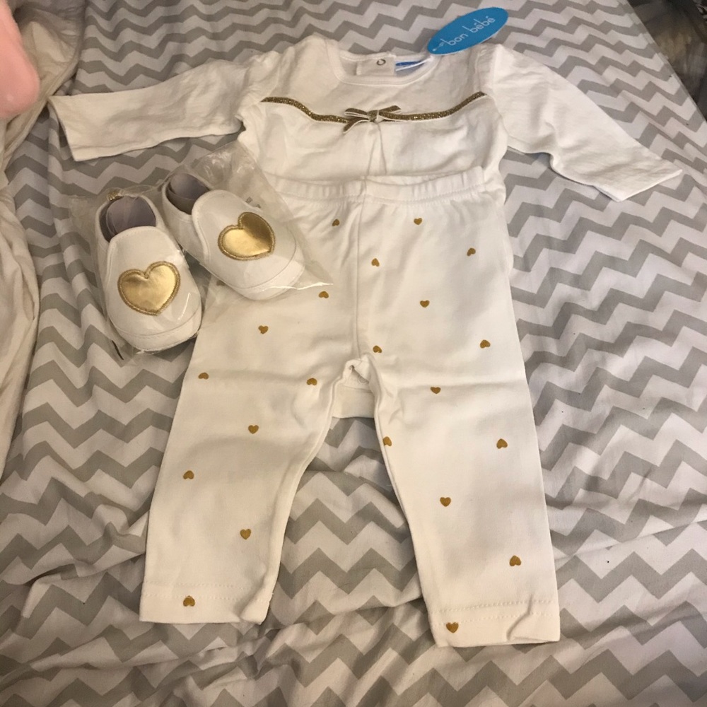Bon BeBe Matching heart set 6/9M